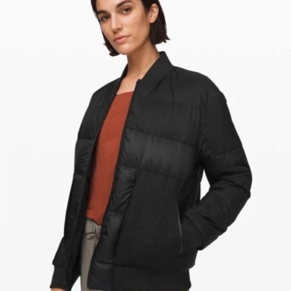 lululemon Goose Down Roam Far Bomber Jacket, black size 6